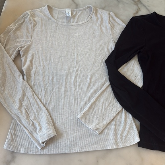Yogalicious heavenly rib long sleeve 2 pack Long Sleeve Tops Beige & Black Sz M - Picture 8 of 12